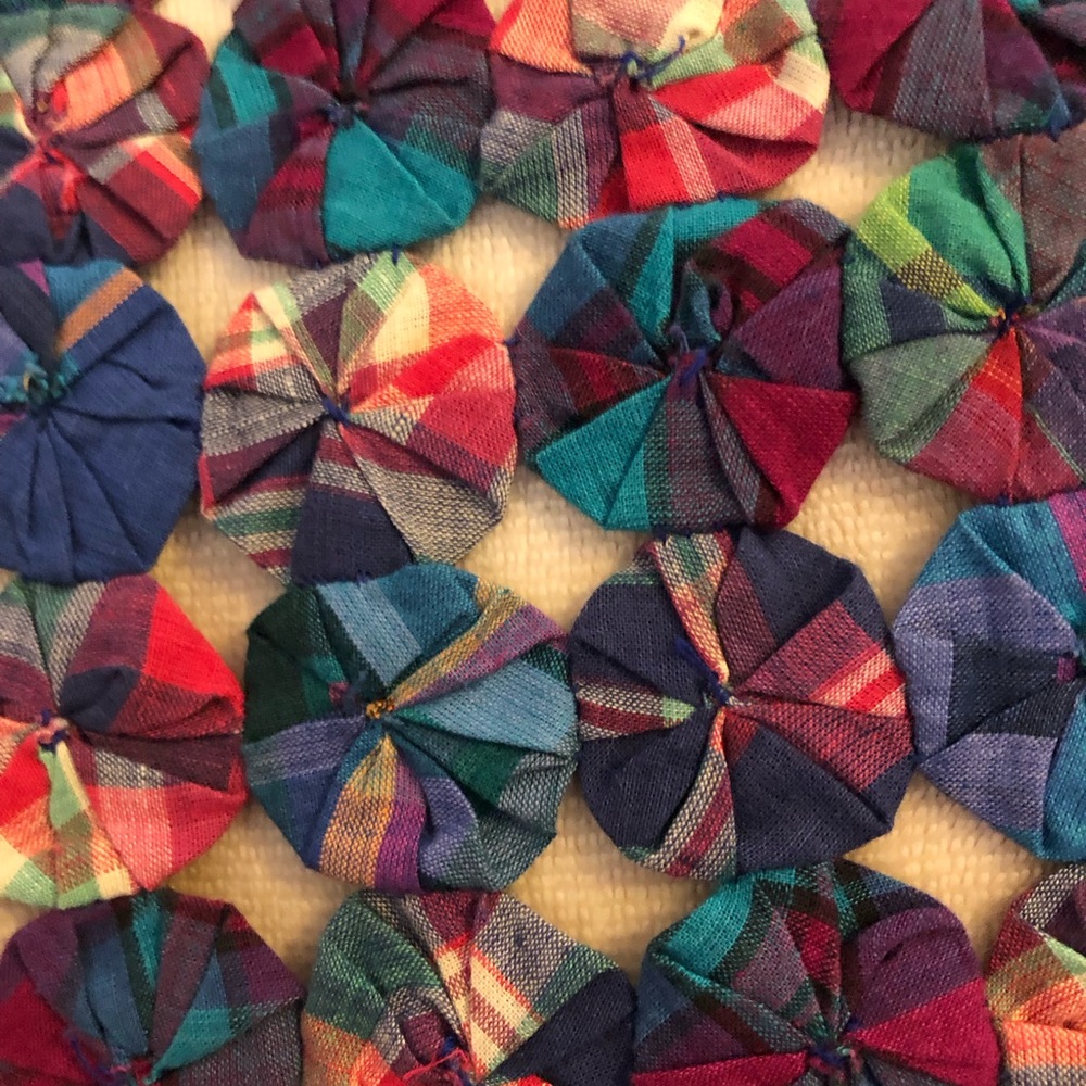Vintage madras plaid yo-yo/pinwheel vest